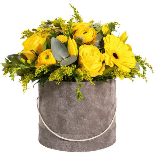 Цветы в шляпной коробке «Блеск»