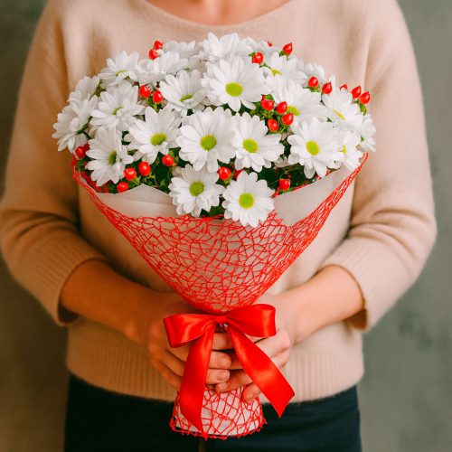 Букет ромашек «Белоснежная нежность»